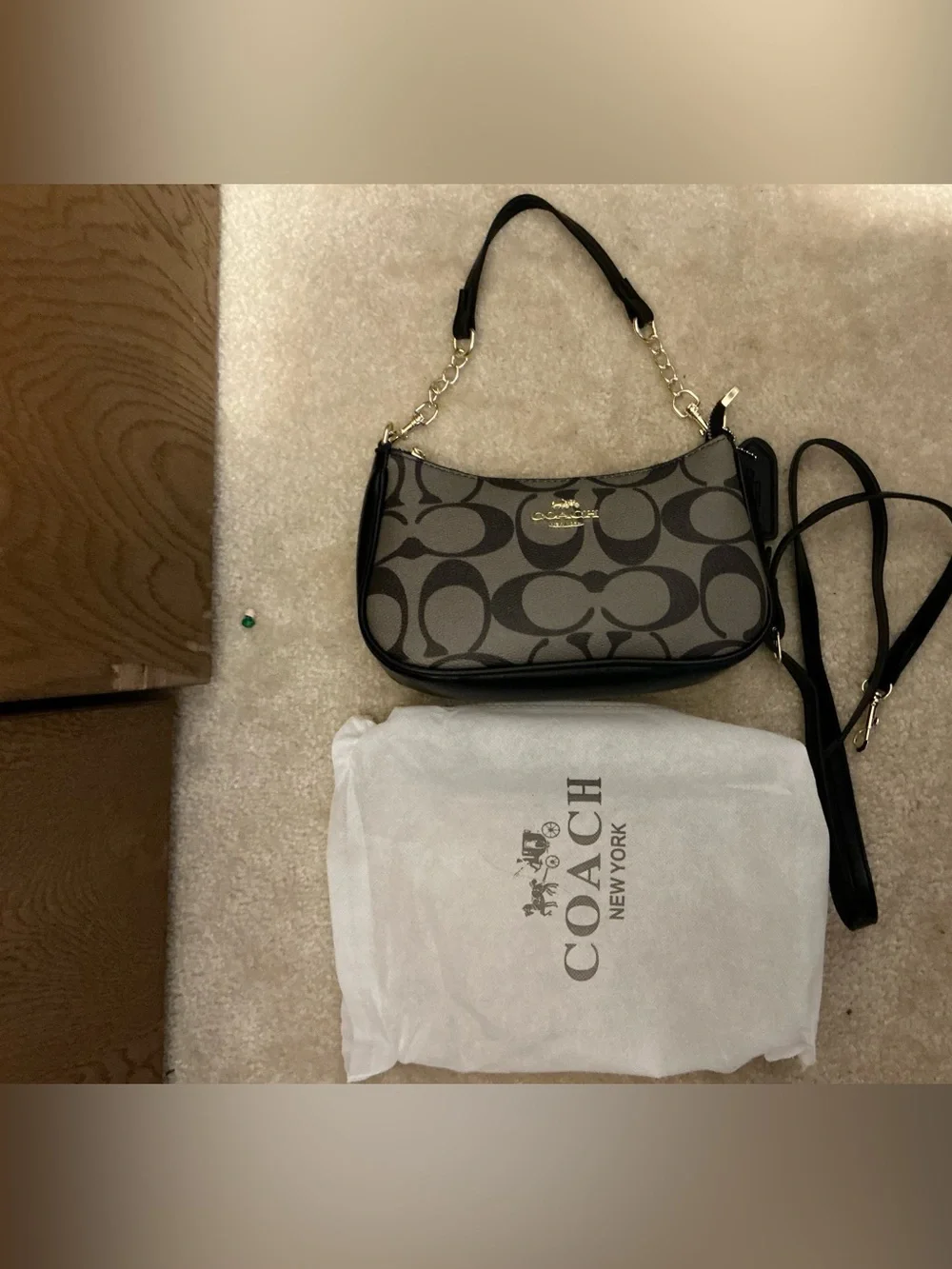 Coach Monogram Small Crossbody Bag in Brown and Black